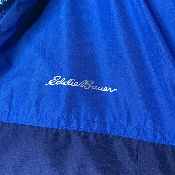Eddie Bauer Hooded Light Fall Jacket Blue Double Zipper Rain Coat Kids L 14/16 - Picture 8 of 16